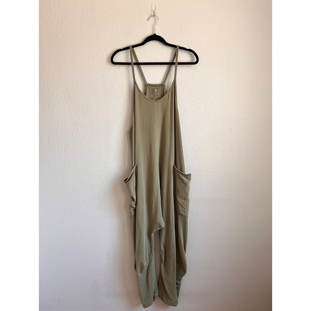 Free People FP MOVEMENT Hot Shot Jumpsuit in Seagrass (Olive Green) Size LARGE